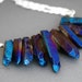 BLUE FIRE TITANIUM Druzy Gemstone Necklace - 3 Row Silver Chain w extender ooak
