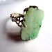 Chinese Art Deco Ring Sterling Silver Jade 1920s Vintage Jewelry Great Gatsby