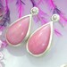 Pink peruvian opal earrings in sterling silver - ready to ship now