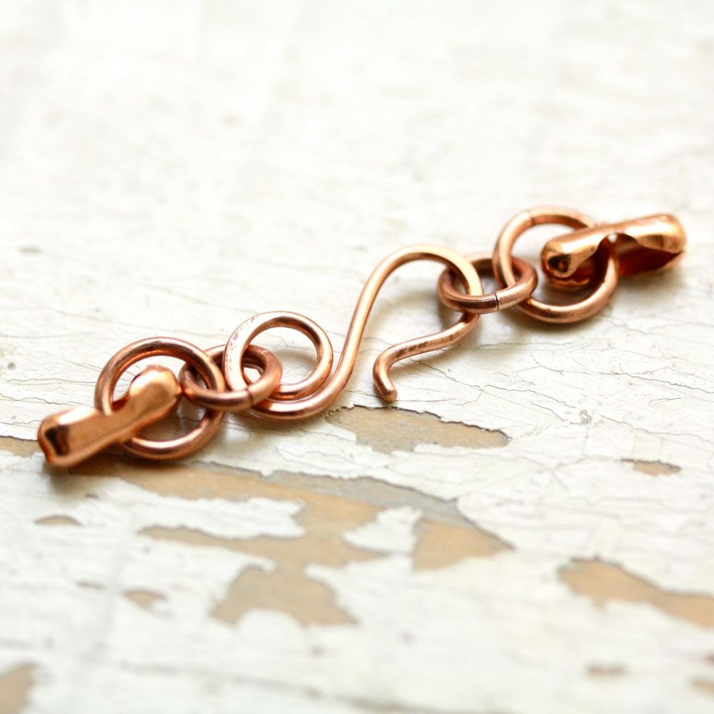 Handmade Solid Copper Clasp with End connectors fits Ball