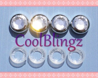 CLEAR CRYSTAL Rhinestone Screw Caps Covers for Bling License Plate Frame