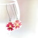 Real Flowers Earrings - Red handmade resin flower earrings jewelry - Vervain Verbena hybrida