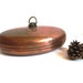 French vintage copper bed warmer. Hot water bottle . Antique brass .Kitchen decor.French country.Rustic .Primitive