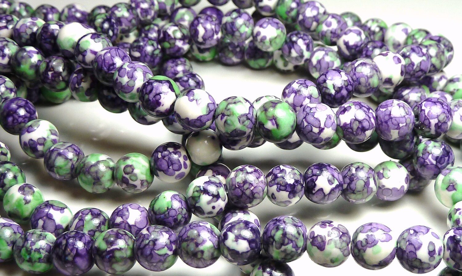 8mm Rain Flower Stone Ocean Jade Round Gemstone Beads 15.5