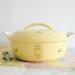 Rare Vintage Yellow Tulip DRU Holland Enamel Cast Iron Dutch Oven - Large 10.5" Round Casserole
