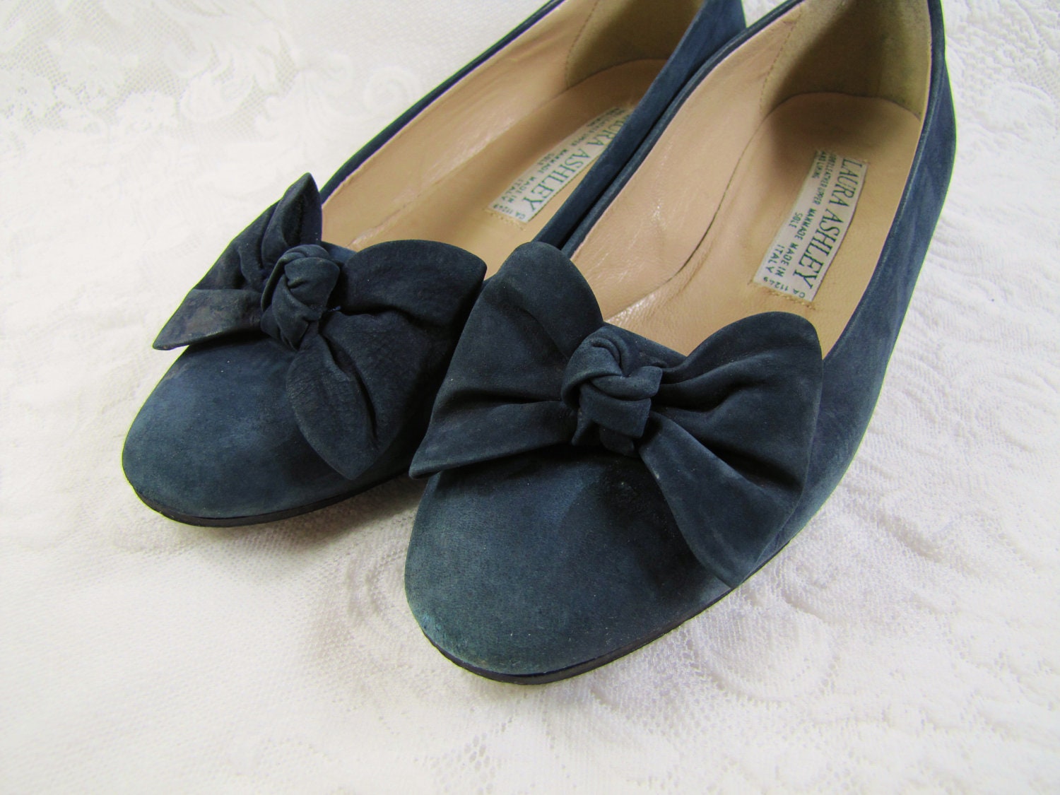 Navy Nubuck Women's Vintage Shoes Laura Ashley European
