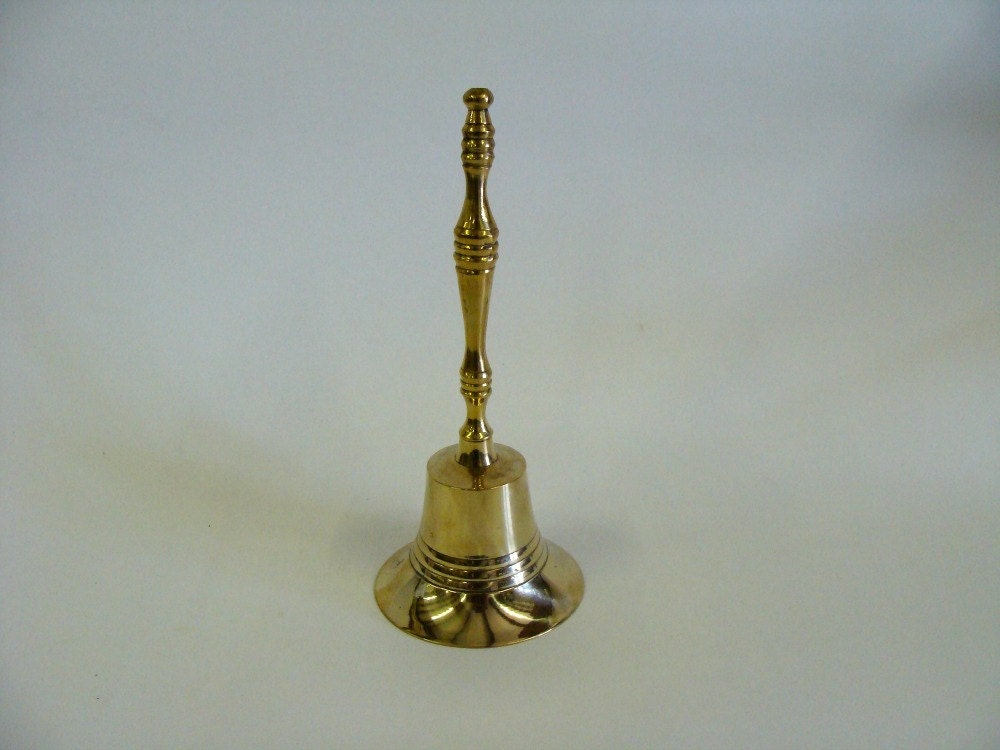 Vintage Large Solid Brass Hand Bell / Old School Hand Bell