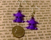 Purple Skull Dangle Earrings - You Choose With Silver Or Gold Plated Earring Findings