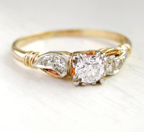 Vintage Art Nouveau Solitaire Diamond Engagement by baffy21