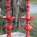 SALE - Vintage Ornate Brass Candlesticks - Large Multi-Colored - Tomato Red - Turquoise - Sunflower Yellow - Boho - Beach - Farmhouse Chic