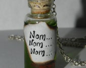 Zombie Brains in a Bottle, Nom Nom Nom Necklace, Bottled Green Slime