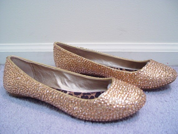 gold flats with rhinestones