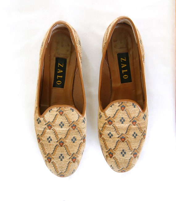 Tapestry Shoes Smoking Slippers Needlepoint by VintageReBelle