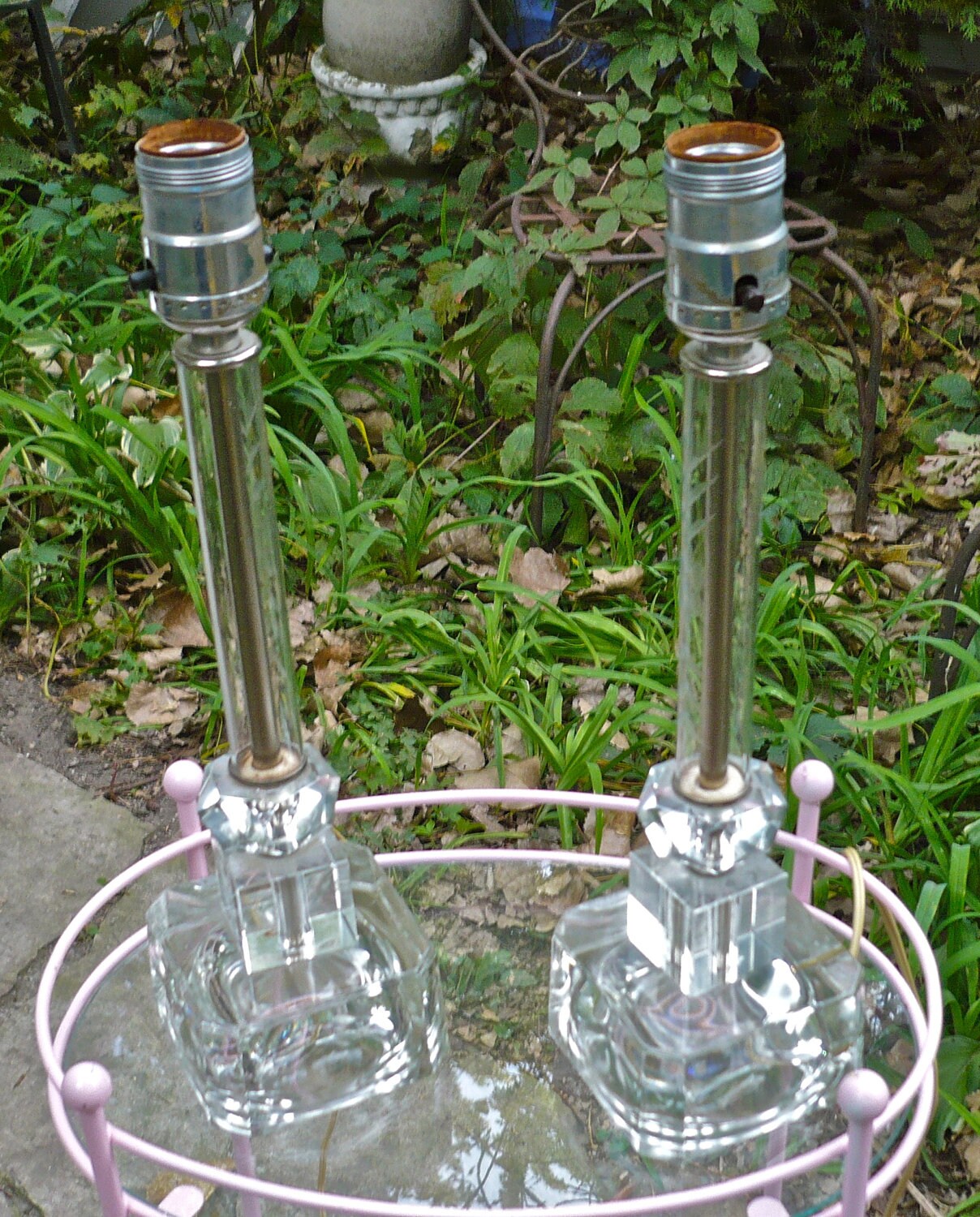 Glass Lamp Vintage Etched Glass Table Lamp