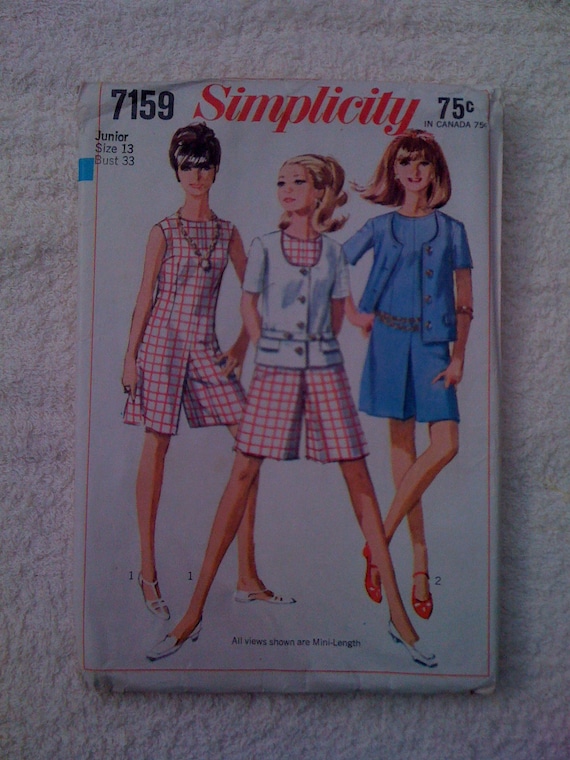 Simplicity 60s Sewing Pattern 7159 Juniors Culotte Dress and Jacket Size 13 Sale