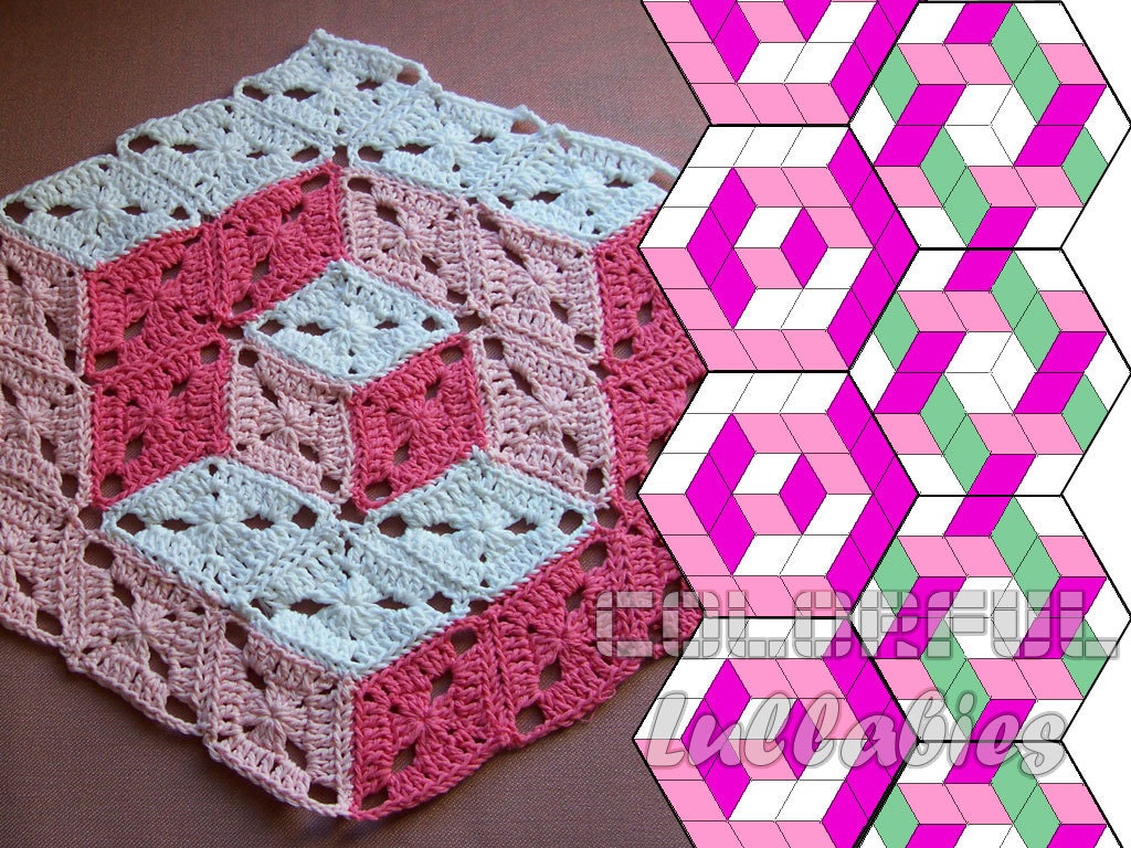 Optical Illusion Crochet Pattern. 3D illusion crochet stacked