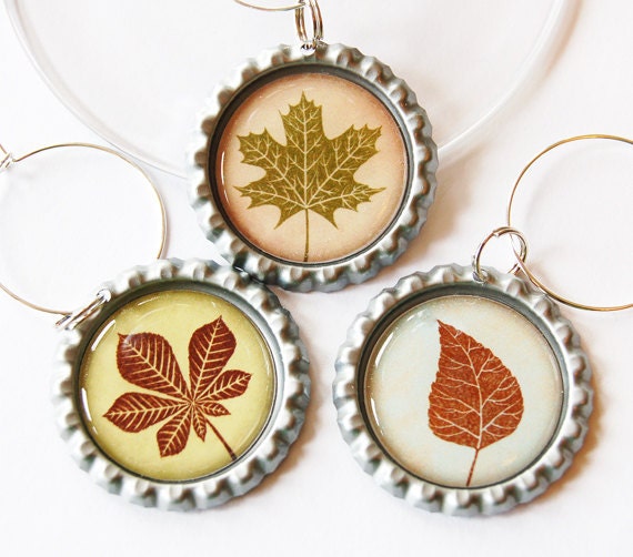 Leaf Wine Charms Leaf charms Wine Glass Charms Wine Charms