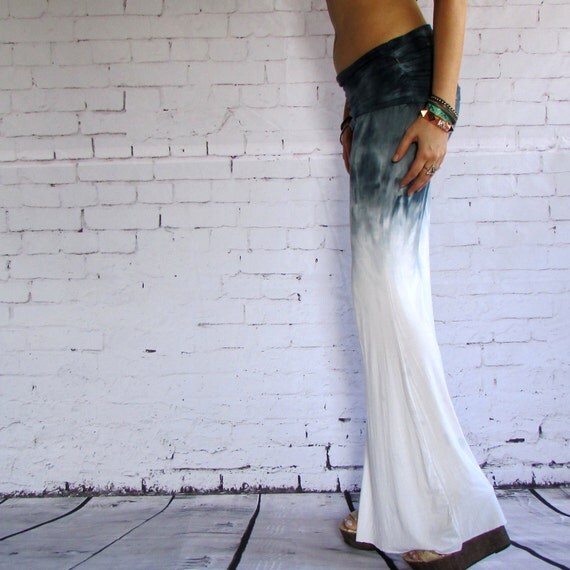 Black OMBRE Tie Dye Flares Hand Dyed Boho pants wide by luvluxx