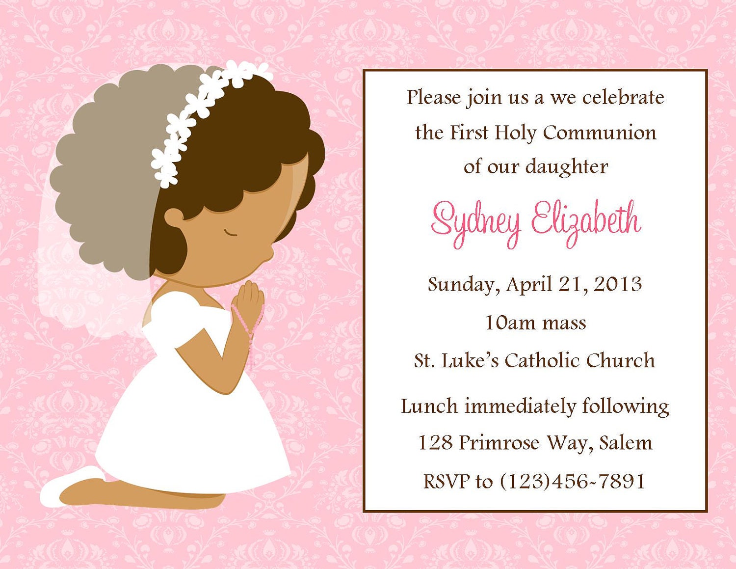 First Communion Invitation Girl Digital by SweetDesignsbyRegan