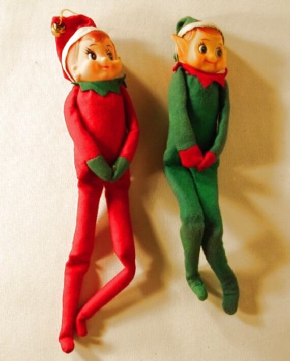 2 vintage christmas pixies elves knee hugger pixie elfs 2 vintage christmas pixies elves knee hugger pixie elfs