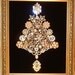 Vintage Jewelry SILVER & WHITE CHRISTMAS Framed Jeweled Christmas Tree - Sparkly Cottage Chic
