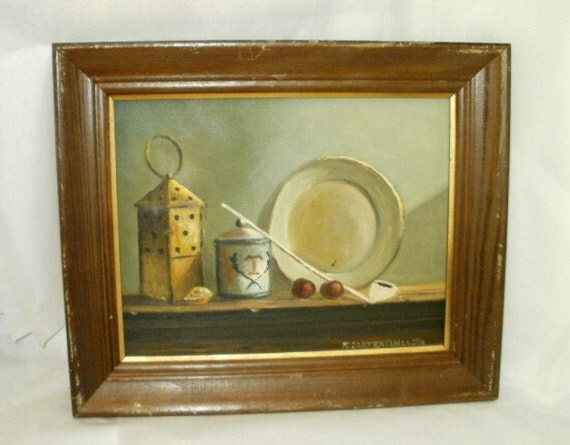 Signed R. Lautenschlager Still Life Oil Painting on Art Board