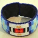 Navy and Pale Blue with Gold Accents, Beaded Slap Bracelet