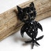 Vintage signed Pell brooch, black rhinestone owl brooch or pin
