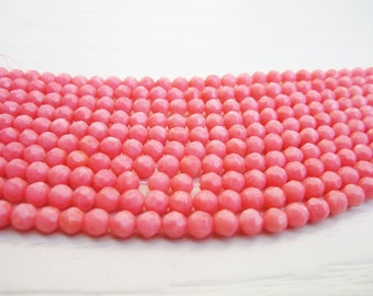 thumbnail image 2 of Natural Pink Bamboo Coral Faceted Round Beads Strand – 2mm 3mm 4mm Mix – 15.5 Inch 2 of 3