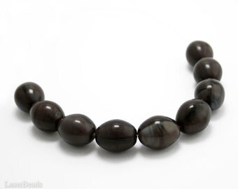 Brown Olive Glass Beads 18mm (4) Czech Pressed Opaque Genuine Olive Chocolate Large Big