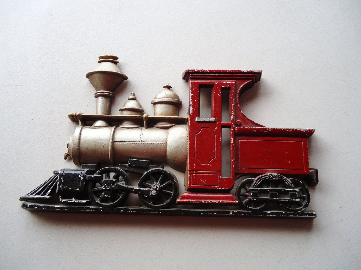 Vintage Train Wall Hanging Rod Iron Sexton 1969 USA