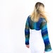 Long sleeved shrug fashion knit in teal turquoise blue green, the Electra Shrug, gift for her under 75