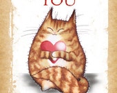 I love You. Now Go Make My Dinner. Cute cat greetings card