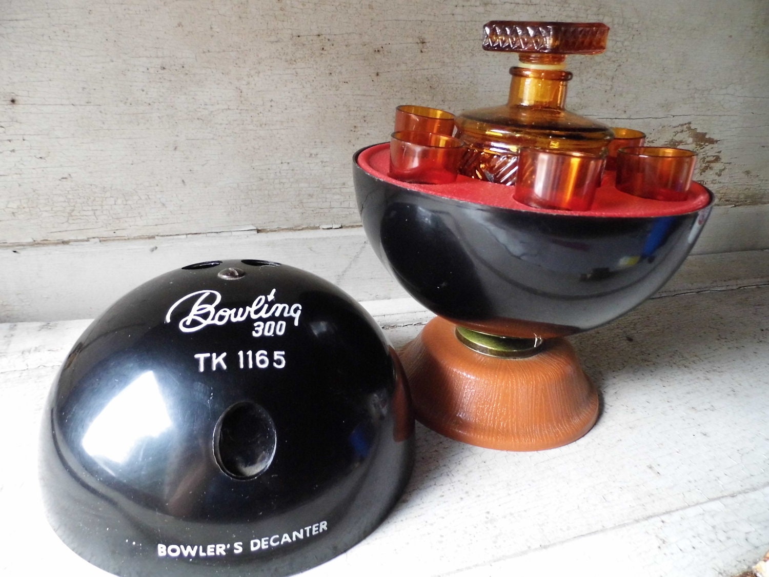 Bowling Ball Decanter Set How Cool is This Amber Glass Shot