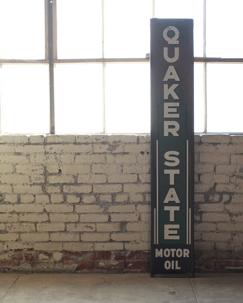 Vintage 1930's Metal Quaker State Sign by JohnMihovetz on Etsy