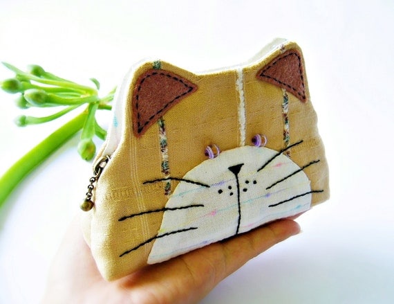 Cat purse / Cat zipper purse / Cat coin purse / Hand