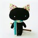 Cat doll, black cat doll, mini cat doll, cat plush, handmade doll cat, kitty doll - made to order
