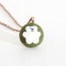 Felted Jewelry, Little Bear, White Bear, Green and White, Necklace Pendant
