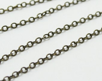 3 Feet Antique Bronze Chain - 2mm long and 1.5mm wide - lead free and nickel free cable chain
