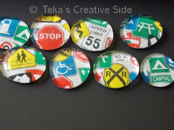 Road Sign Style Glass Magnets for party favors, jars, and stylish decor. Il_570xn