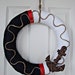 Nautical wreath white and navy with red ribbon