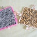 Baby Girl Toys, crinkle toy, infant toy,set of two, 5 inch squares, minkey swirl backing, babies love these. Tiger print Theme (V)