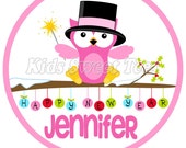 Happy New Year owl girl - personalized - digital image Il_170x135