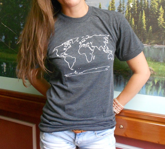 World Map T Shirt By Bigwaterapparel On Etsy