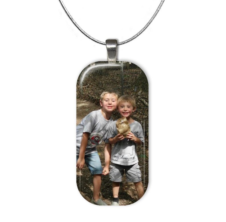 Personalized Glass Tile Pendant Necklace with Your Personal