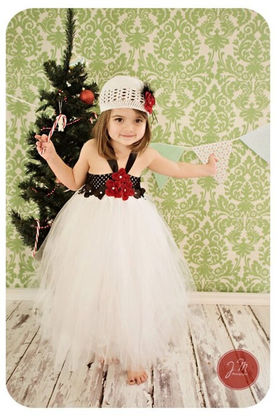 Holiday Glitter Dress Black top with layeres of White Tulle