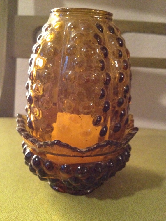 Vintage Amber Glass TwoPiece Candle Holder by MeniMinyMoni