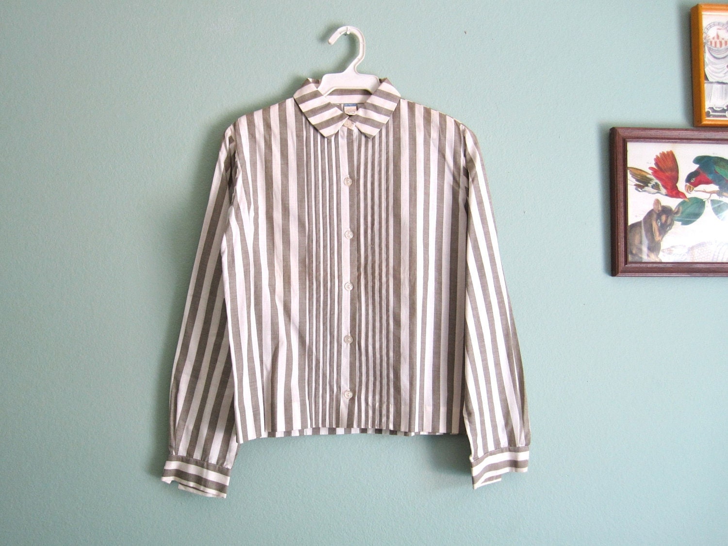 1960s blouse/ The Villager deadstock NOS striped top/ Mad Men