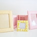 Vintage 80s floral fabric photo frame collection/ set 5/ pastel pink mustard yellow orange picture frames/ handwoven 100% Thai cotton
