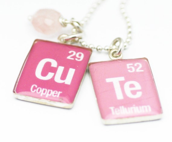 words full table elements of periodic CuTe Word Element  Pendants Table  Necklace   Periodic Necklace Pink